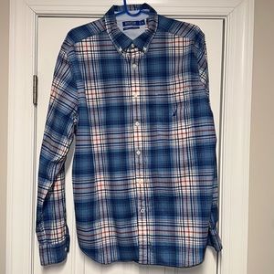 Nautica Men's Blue Sail Classic-Fit Stretch Plaid Poplin Shirt: Size:XL